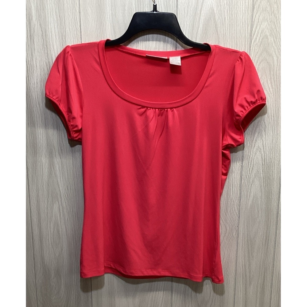 WORTHINGTON Women's (Size L) Short Sleeve Round Neck Shirt Stretch (2E)